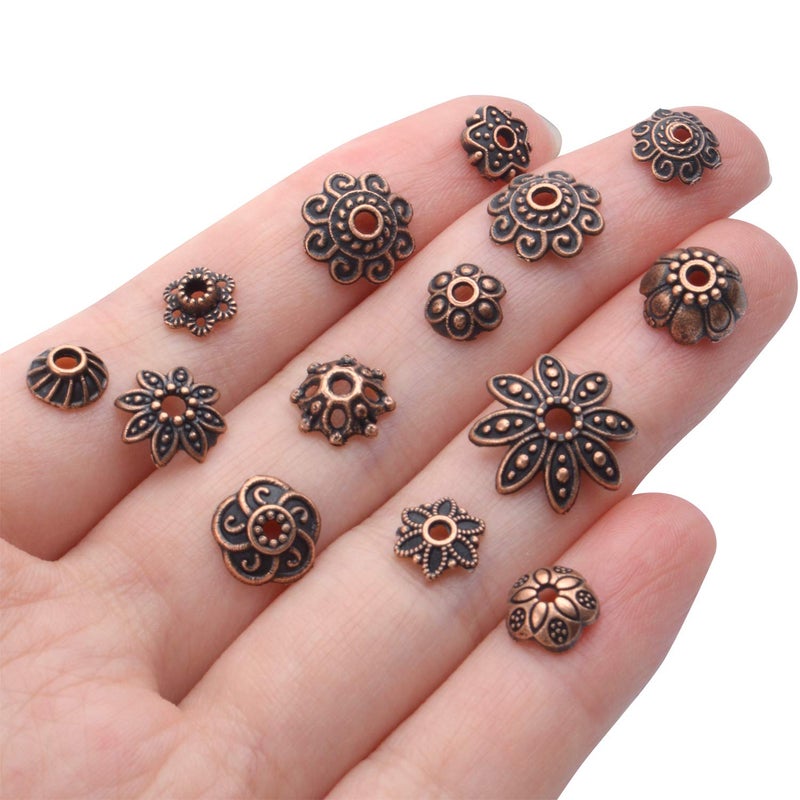 BronaGrand 100 Gram(About 180-350pcs) Bead Caps Metal Spacers Jewelry Findings Accessories for Bracelet Necklace Jewelry Making,Antique Copper - Image 2